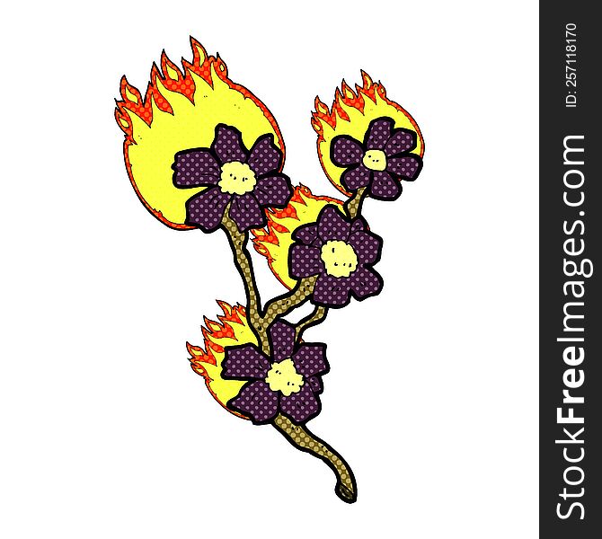 Cartoon Burning Flowers