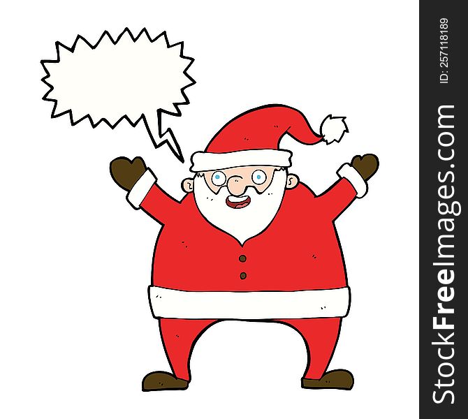 Cartoon Santa Claus With Speech Bubble