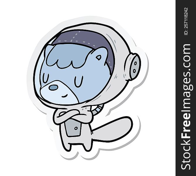 Sticker Of A Cartoon Astronaut Animal