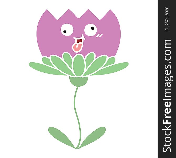 flat color retro cartoon of a flower