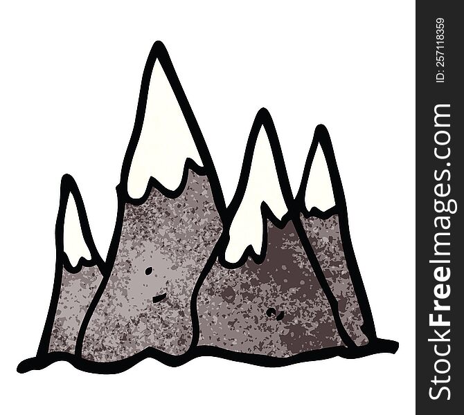 cartoon doodle tall mountains