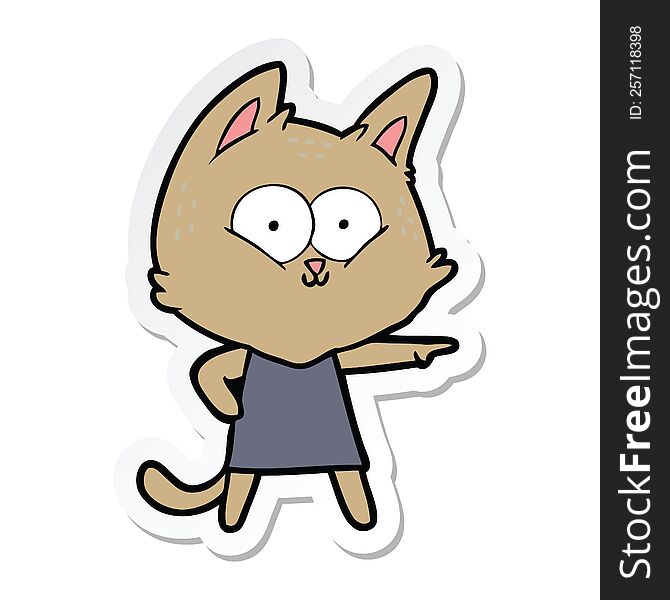 sticker of a cartoon cat girl pointing