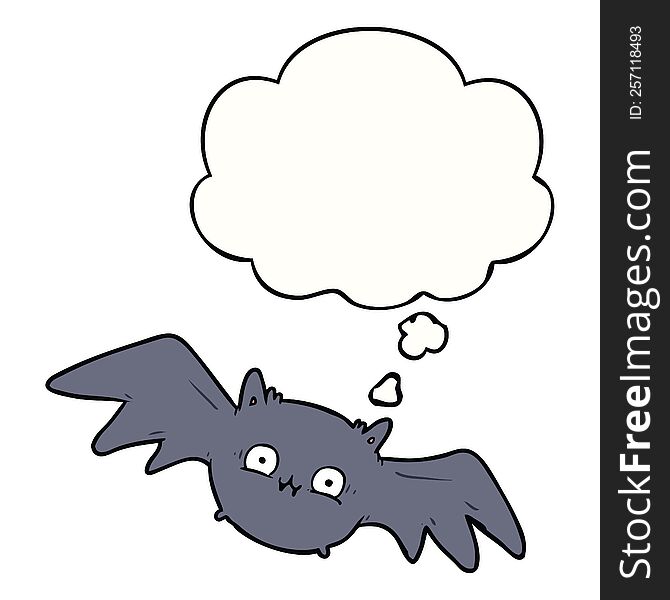 Cartoon Halloween Bat And Thought Bubble