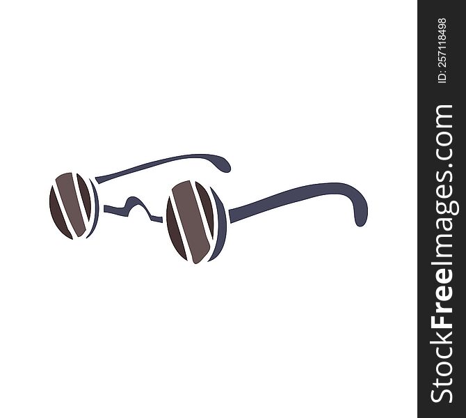 Flat Color Illustration Of A Cartoon Sunglasses