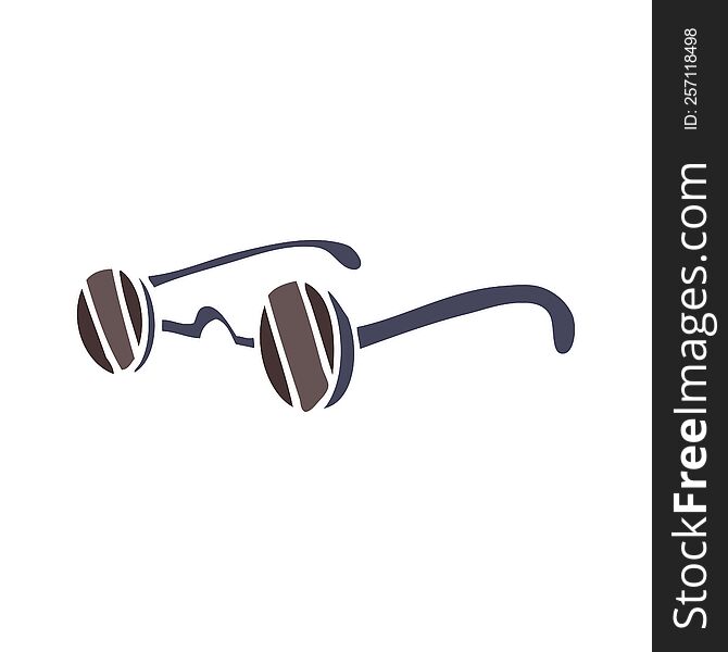 flat color illustration of a cartoon sunglasses