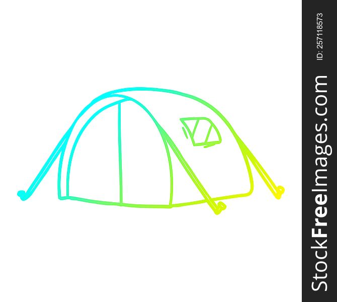 cold gradient line drawing of a cartoon tent