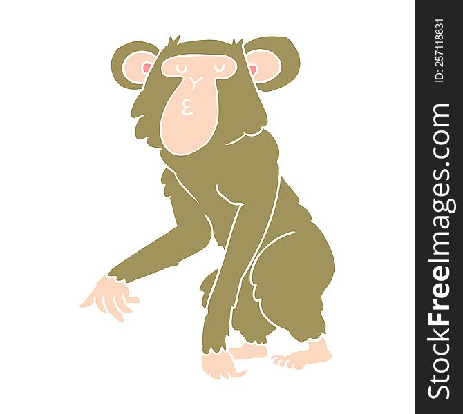 flat color style cartoon chimpanzee