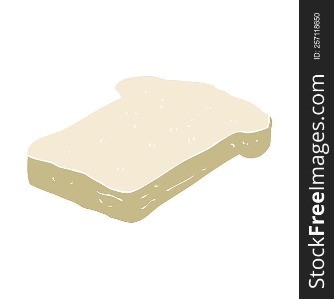 Flat Color Illustration Of A Cartoon Bread Slice