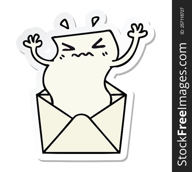 sticker of a quirky hand drawn cartoon letter and envelope