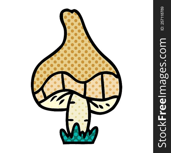 Cartoon Doodle Of A Single Mushroom