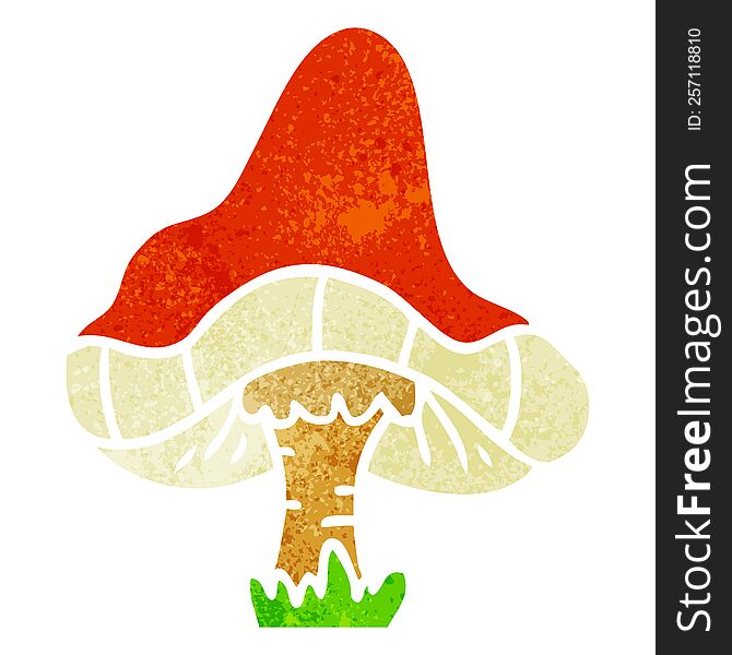 retro cartoon doodle of a single mushroom