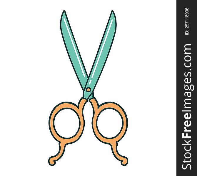 iconic tattoo style image of barber scissors. iconic tattoo style image of barber scissors