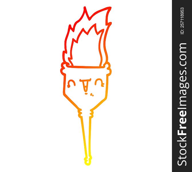 Warm Gradient Line Drawing Cartoon Flaming Chalice