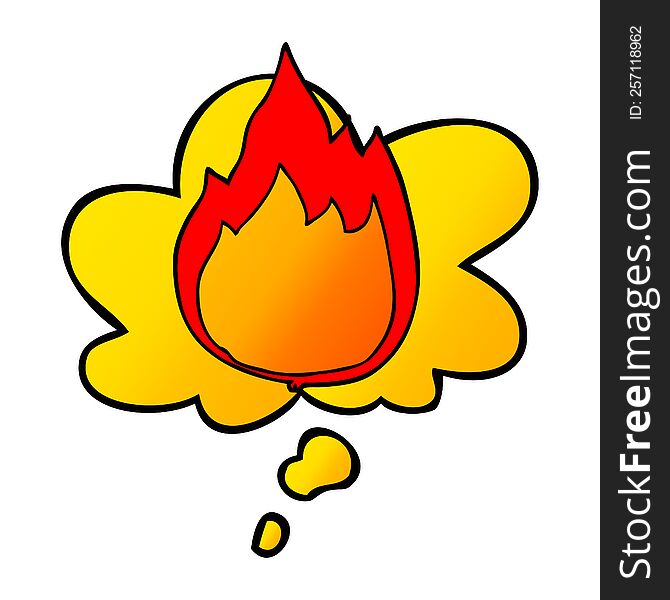 Cartoon Fire And Thought Bubble In Smooth Gradient Style