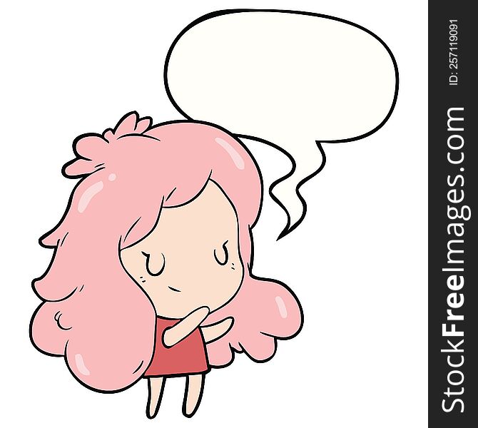 Cute Cartoon Girl And Speech Bubble