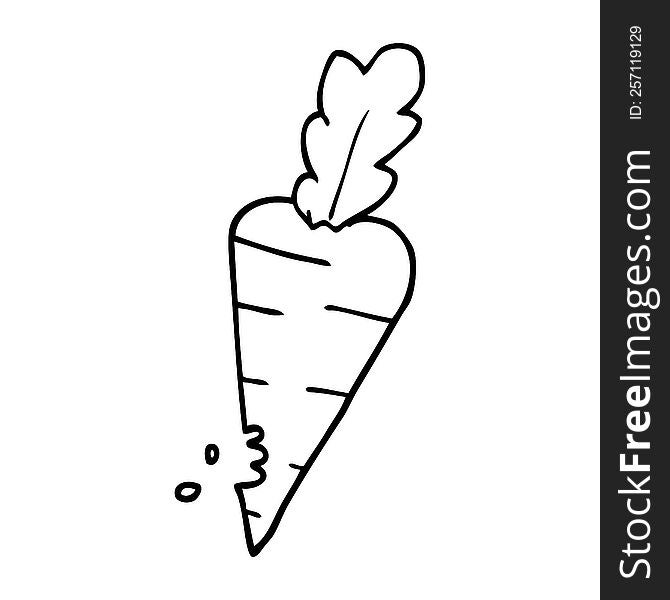 line drawing cartoon carrot with bite marks