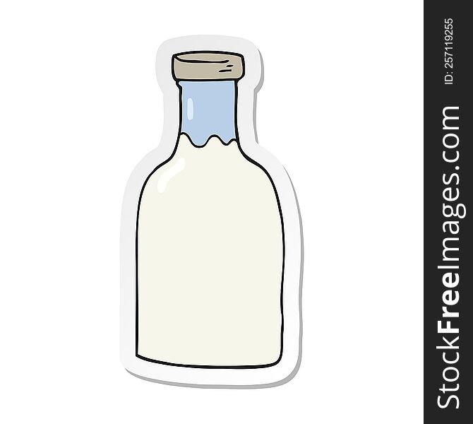 Sticker Of A Cartoon Milk Bottle