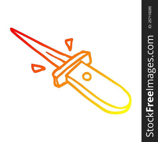 warm gradient line drawing of a cartoon flick knife