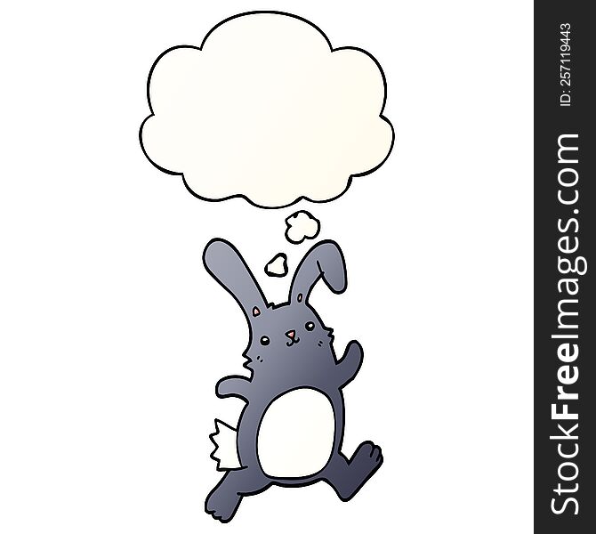 cartoon rabbit running with thought bubble in smooth gradient style