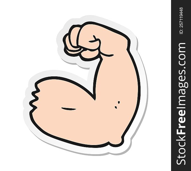 sticker of a cartoon strong arm flexing bicep