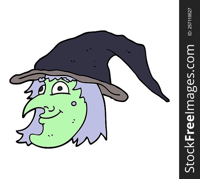 Cartoon Doodle Witch Face