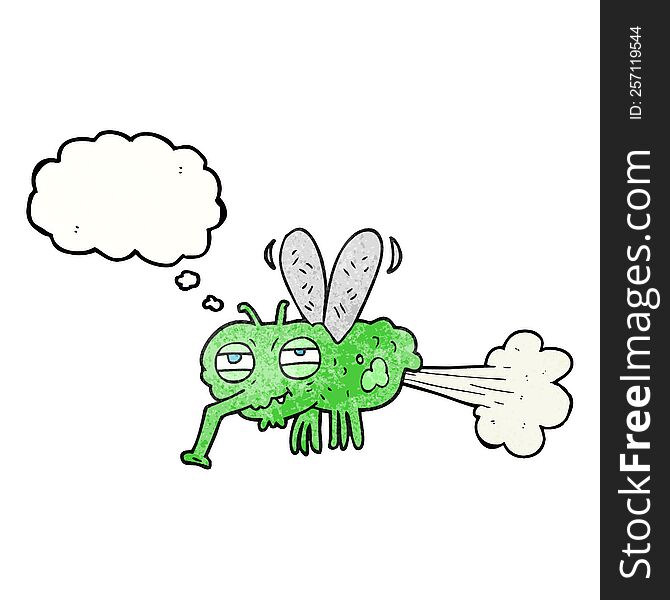 freehand drawn thought bubble textured cartoon gross farting fly