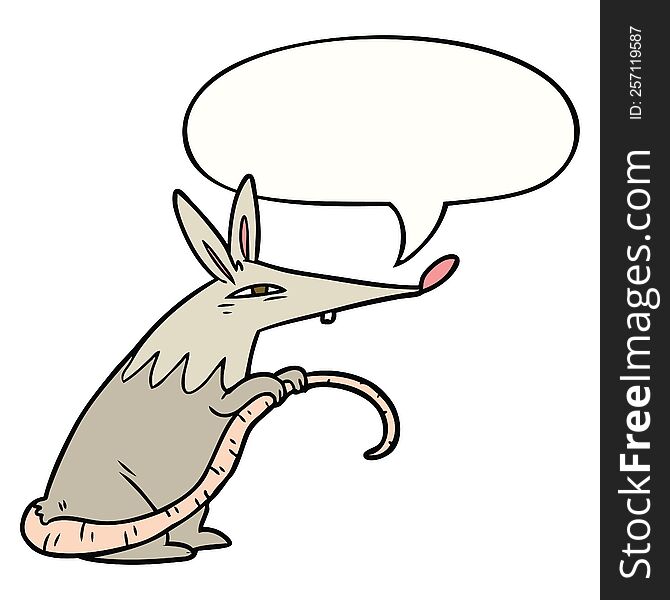 Cartoon Sneaky Rat And Speech Bubble