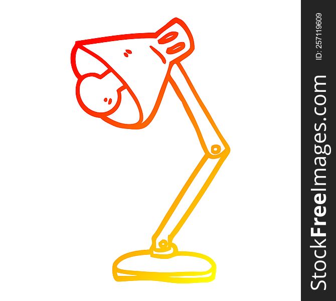 warm gradient line drawing of a cartoon angled desk lamp