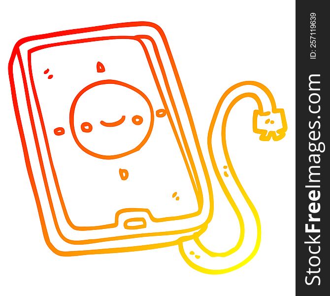 warm gradient line drawing of a cartoon mobile phone device