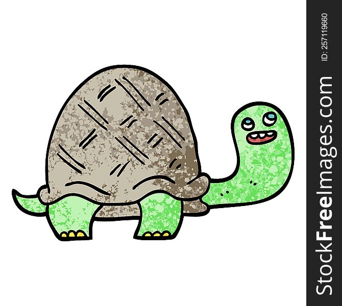 grunge textured illustration cartoon happy turtle