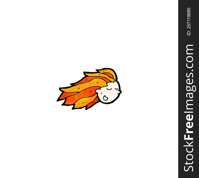 cartoon flaming red hair head