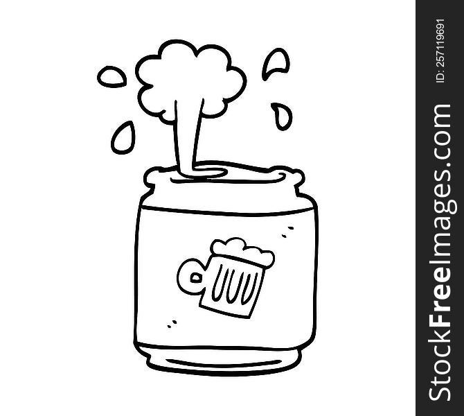 line drawing cartoon of a can of beer