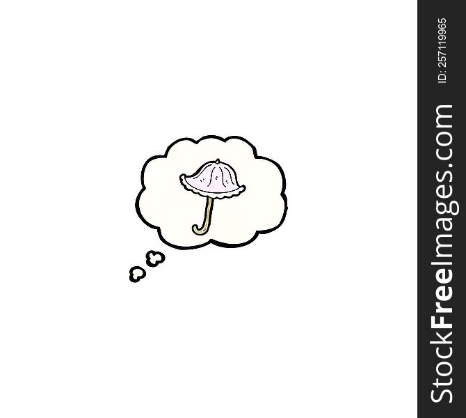 cartoon parasol in thought bubble