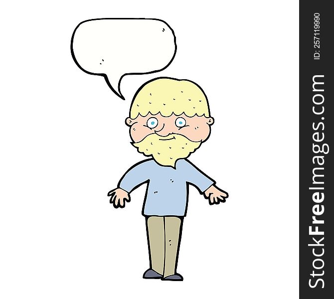 Cartoon Happy Man With Speech Bubble