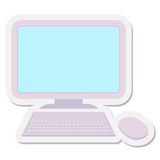 Computer With Wireless Mouse And Keyboard Sticker Royalty Free Stock Photos