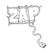 Black And White Cartoon Usb Cable Royalty Free Stock Photo