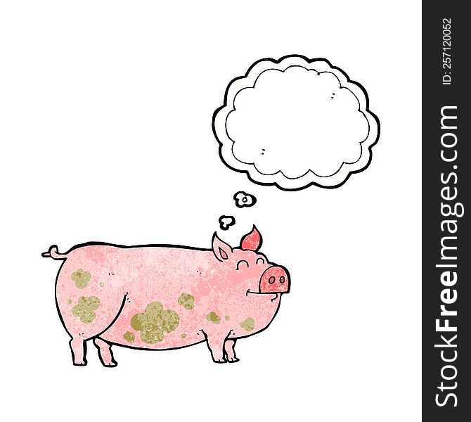 Thought Bubble Textured Cartoon Muddy Pig