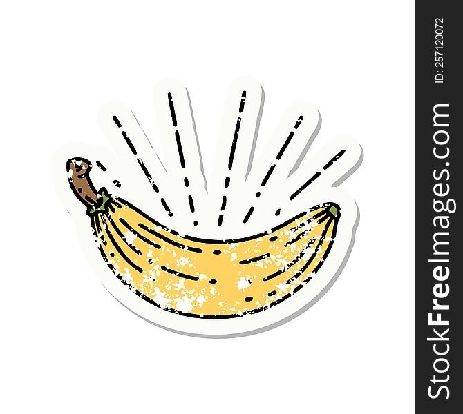 Grunge Sticker Of Tattoo Style Banana