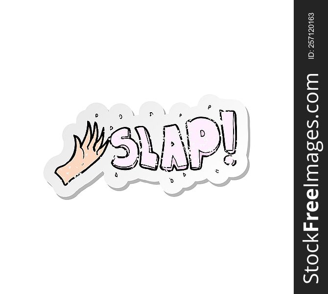 Retro Distressed Sticker Of A Cartoon Slap