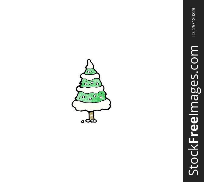 cartoon snowy christmas tree
