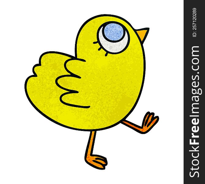 Quirky Hand Drawn Cartoon Yellow Bird