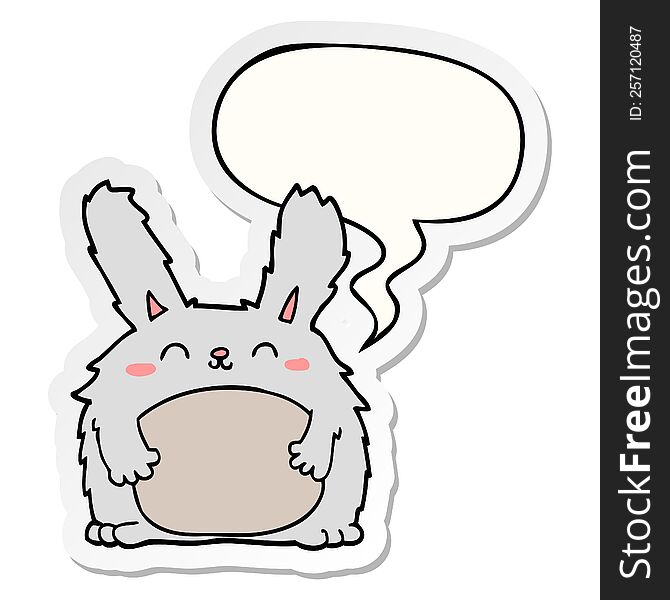 Cartoon Furry Rabbit And Speech Bubble Sticker