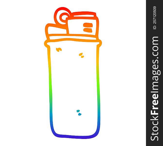 rainbow gradient line drawing of a cartoon disposable lighter