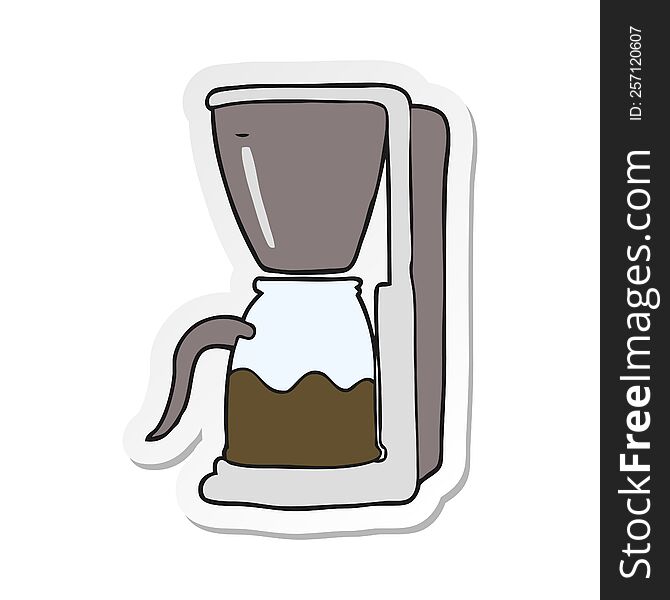 Sticker Of A Cartoon Coffee Maker