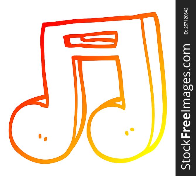 warm gradient line drawing of a cartoon musical notes