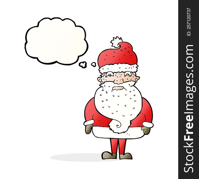 Cartoon Grumpy Santa Claus With Thought Bubble