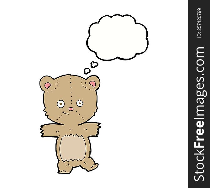 Cartoon Funny Teddy Bear With Thought Bubble