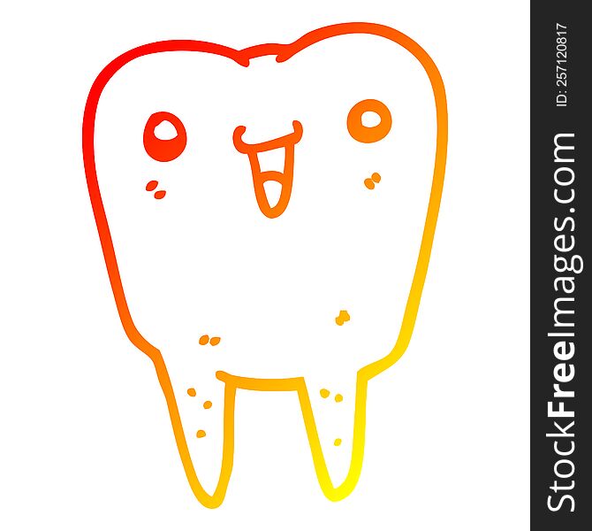 Warm Gradient Line Drawing Cartoon Tooth