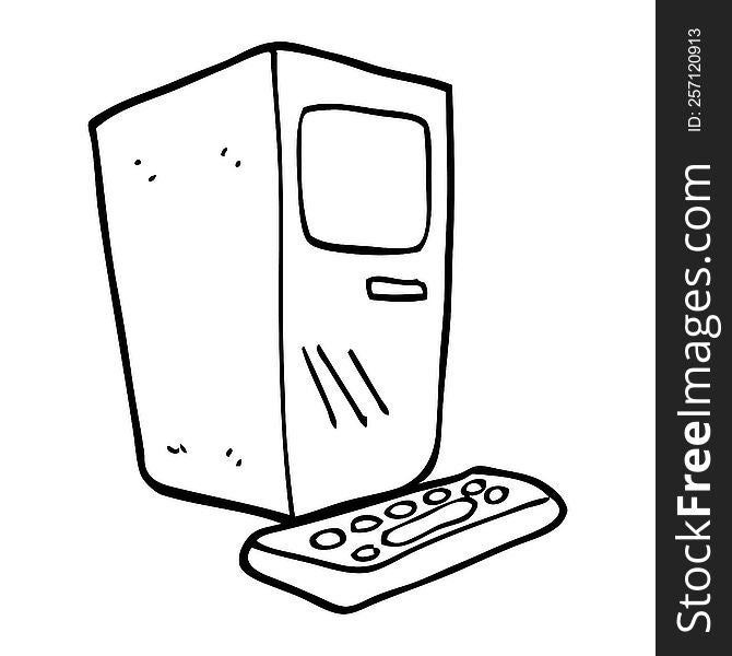 line drawing cartoon office computer