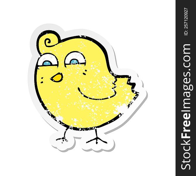 Retro Distressed Sticker Of A Cartoon Funny Bird